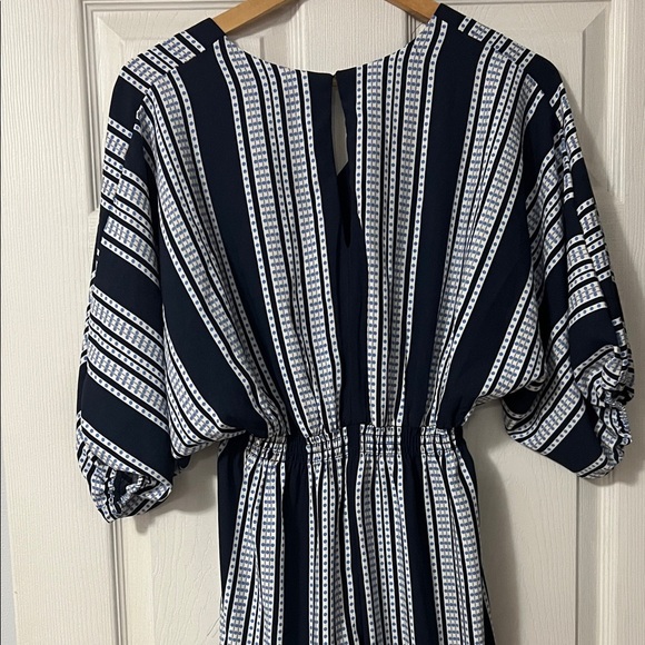 Taylor Navy and White Long Sleeve Dress - Picture 4 of 5